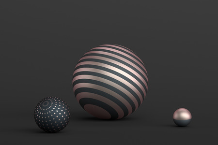 Abstract 3d rendering of geometric shapes. Minimalistic composition. Modern background design with spheres for poster, cover, branding, banner, placard.の写真素材