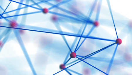 Abstract 3d rendering of network concept. Modern background. Futuristic shape with spheres and lines. Design for poster, cover, branding, banner, placard.の写真素材