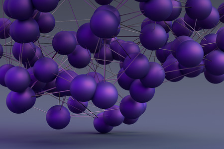 Abstract 3d rendering of modern background with spheres. Futuristic shape, network concept. Design for poster, cover, branding, banner, placardの写真素材