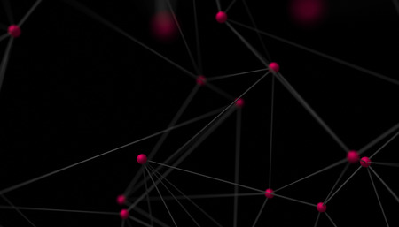 Abstract 3d rendering of network concept. Modern background. Futuristic shape with spheres and lines. Design for poster, cover, branding, banner, placard.の写真素材