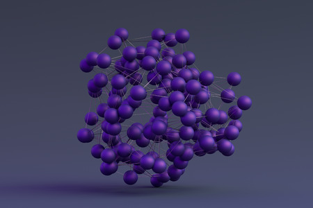 Abstract 3d rendering of modern background with spheres. Futuristic shape, network concept. Design for poster, cover, branding, banner, placardの写真素材