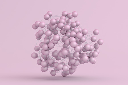 Abstract 3d rendering of modern background with spheres. Futuristic shape, network concept. Design for poster, cover, branding, banner, placardの写真素材