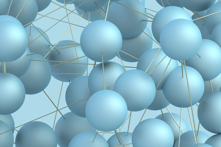 Abstract 3d rendering of modern background with spheres. Futuristic shape, network concept. Design for poster, cover, branding, banner, placardの写真素材
