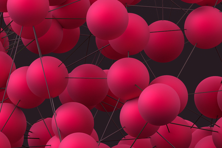 Abstract 3d rendering of modern background with spheres. Futuristic shape, network concept. Design for poster, cover, branding, banner, placardの写真素材