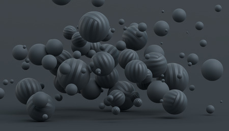 Abstract 3d rendering of geometric shapes. Modern composition. Background design with spheres for...