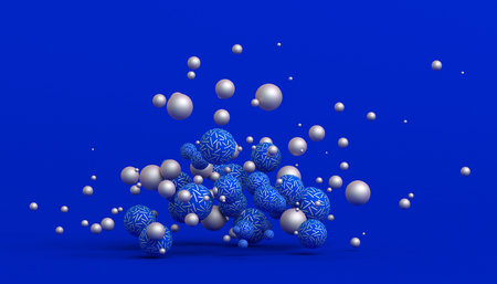 Abstract 3d rendering of geometric shapes. Modern composition. Background design with spheres for poster, cover, branding, banner, placard.の写真素材