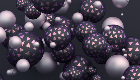 Abstract 3d rendering of geometric shapes. Modern composition. Background design with spheres for poster, cover, branding, banner, placard.の写真素材