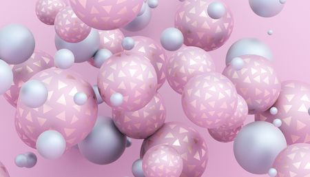 Abstract 3d rendering of geometric shapes. Modern composition. Background design with spheres for poster, cover, branding, banner, placard.の写真素材