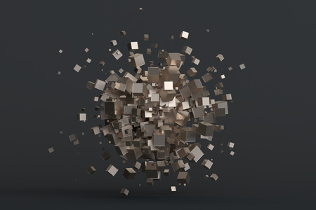 Abstract 3d rendering of geometric shapes. Composition with cubes. Modern background design for poster, cover, branding, banner, placard.の写真素材