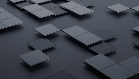 Abstract 3d rendering of geometric shapes. Composition with squares. Futuristic surface design. Modern background for poster, cover, branding, banner, placard.の写真素材