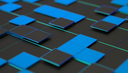 Abstract 3d rendering of geometric shapes. Composition with squares. Futuristic surface design. Modern background for poster, cover, branding, banner, placard.の写真素材