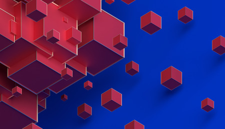 Abstract 3d rendering of geometric shapes. Composition with cubes. Modern background design for poster, cover, branding, banner, placard.の写真素材