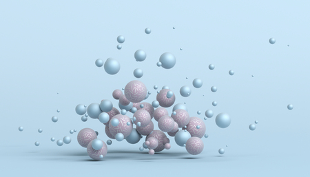 Abstract 3d rendering of geometric shapes. Modern composition. Background design with spheres for poster, cover, branding, banner, placard.の写真素材