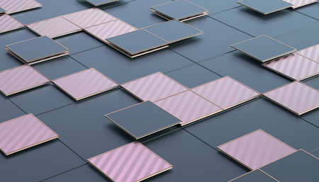 Abstract 3d rendering of geometric shapes. Composition with squares. Futuristic surface design. Modern background for poster, cover, branding, banner, placard.の写真素材