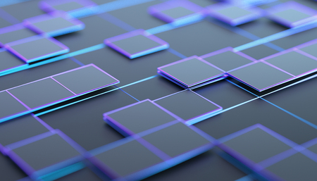 Abstract 3d rendering of geometric shapes. Composition with squares. Futuristic surface design. Modern background for poster, cover, branding, banner, placard.の写真素材