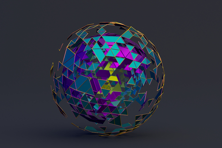 Abstract 3d rendering of polygonal sphere.の写真素材