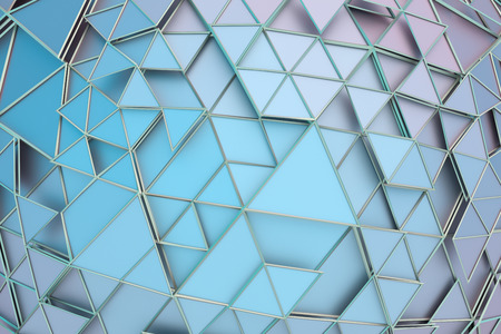 Abstract 3d rendering of geometric surface. Composition with triangles. Futuristic modern background design for poster, cover, branding, banner, placard.の写真素材
