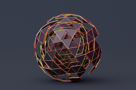 Abstract 3d rendering of polygonal sphere.の写真素材