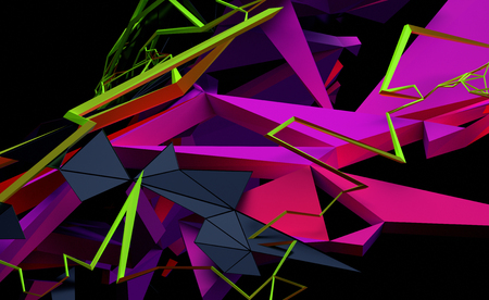Abstract 3d rendering of random geometric shapes. Futuristic modern background design for poster, cover, banner, placardの写真素材