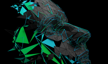 Polygonal human face profile. Abstract modern 3d illustration of a conceptual head construction.の写真素材