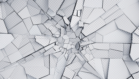 Abstract 3d rendering of cracked surface. Modern background design, wall destructionの写真素材