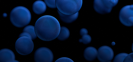Abstract 3d rendering of geometric shapes. Modern background design with spheresの写真素材