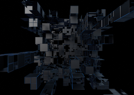 Abstract 3d rendering of a modern shape from cubes, geometric background designの写真素材