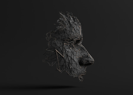 Abstract polygonal human face, 3d illustration of a cyborg head construction, artificial intelligence conceptの写真素材