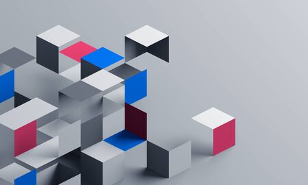 Abstract 3d render, modern background design with geometric shapesの写真素材
