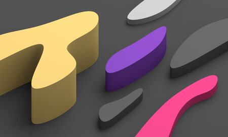 Abstract 3d render, modern background design with organic shapesの写真素材