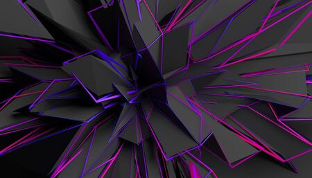 Abstract 3d render, modern background design, chaotic shapeの写真素材