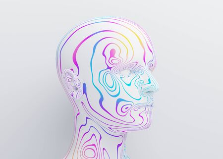 Abstract human head, 3d render, artificial intelligence conceptの写真素材