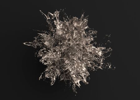 Abstract 3d render, modern background design, gold liquid splash shapeの写真素材