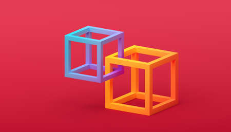 Abstract 3d render, modern background with geometric shapes, graphic designの写真素材