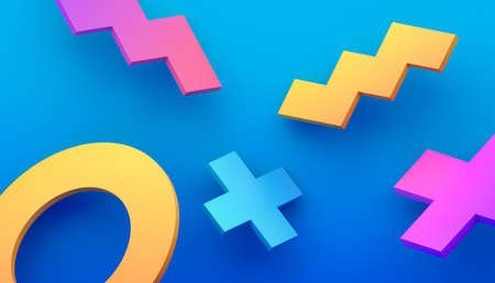 Abstract 3d render, modern background with geometric shapes, graphic designの写真素材