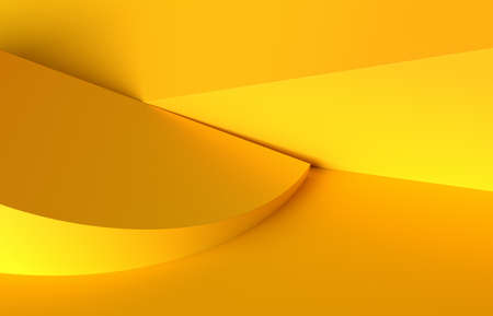 Abstract 3d render, yellow modern background design with geometric shapesの写真素材