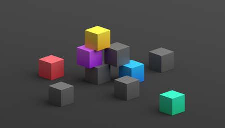 Abstract 3d render, composition composition, modern background design with cubesの写真素材