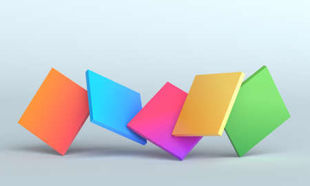 Abstract 3d render, background design with colorful squaresの写真素材
