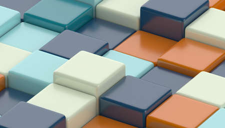 Abstract 3d render, multicolored geometric composition, background design with cubesの写真素材
