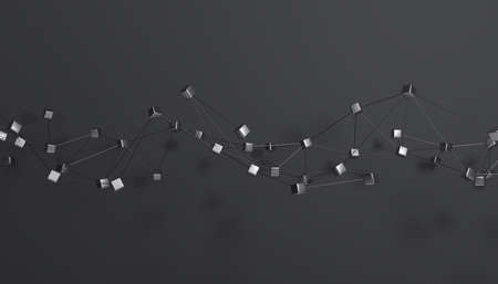 Abstract 3d render, dark background design, network conceptの写真素材