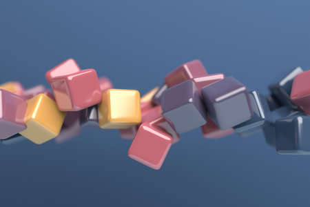 Abstract 3d render, multicolored geometric composition, background design with cubes