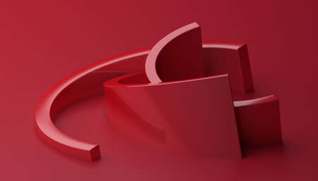 Abstract 3d render, red background design, modern illustrationの写真素材