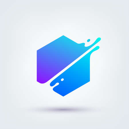 Vector illustration, abstract liquid shape of a hexagon, logo designのイラスト素材