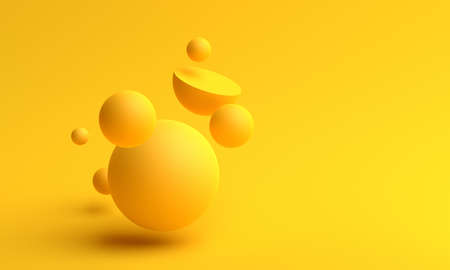 Abstract 3d render of composition with yellow spheres, modern background designの写真素材
