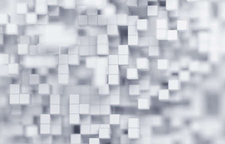 Abstract 3d render, white geometric background design with cubesの写真素材