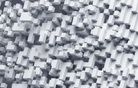 Abstract 3d render, white geometric background design with cubesの写真素材
