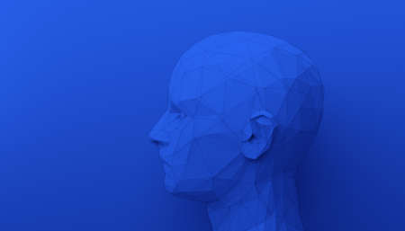 Abstract human face, 3d render, artificial intelligence conceptの写真素材