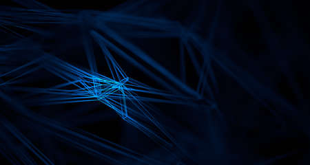 Abstract 3d render, background design with connected lines, network conceptの写真素材