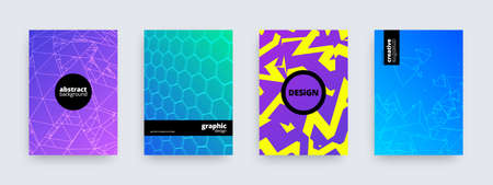Abstract background design, set of modern colorful patterns, vector illustrationのイラスト素材