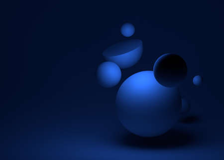 Abstract 3d render of composition with blue spheres, modern background designの写真素材